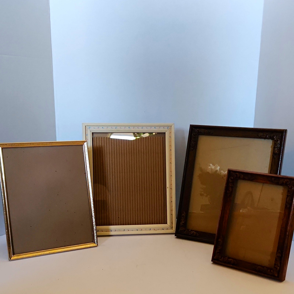 Vintage Intercraft Picture Frame Lot of 4 - Mixed Gold & Wood Grain Gallery Set